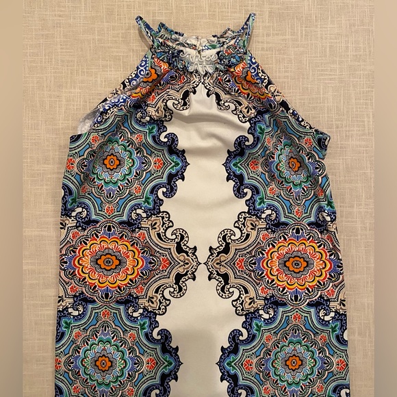 London Times Women’s Halter Dress. Size 4. White with multiple colors - Picture 12 of 16